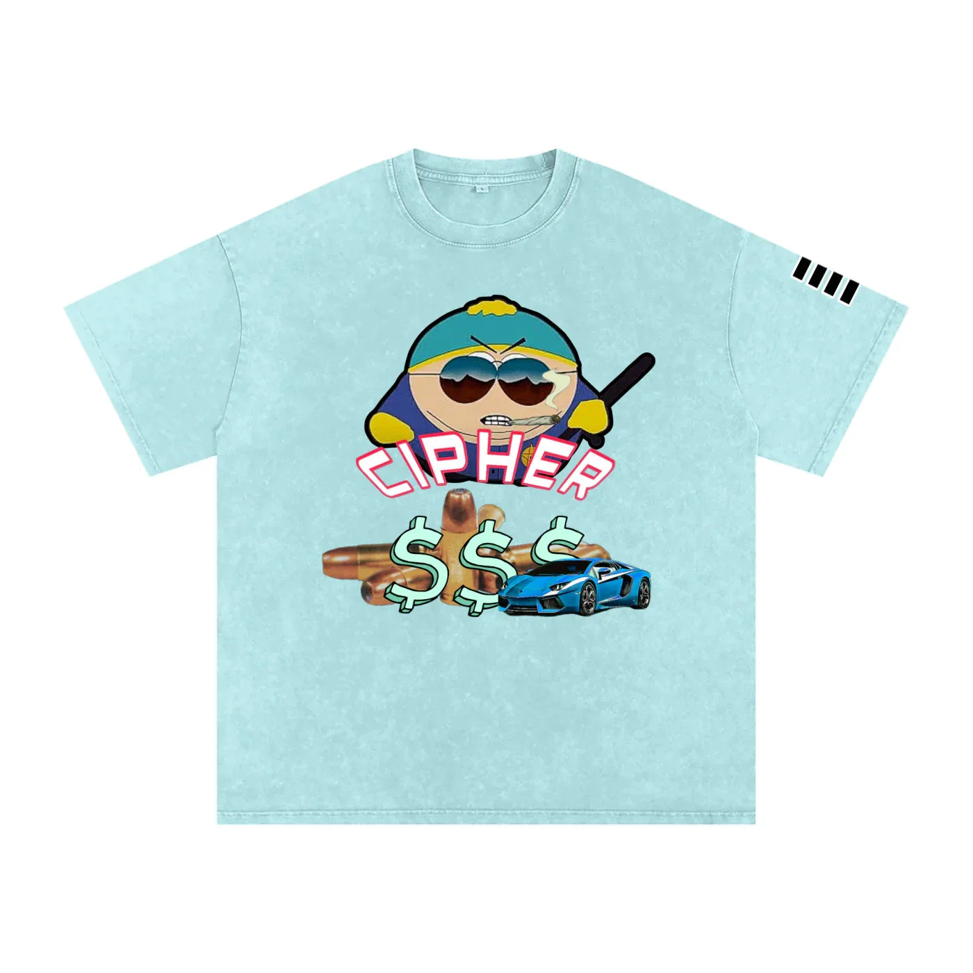 CIPHER Authority casual shirt in water blue, loose fit short sleeve