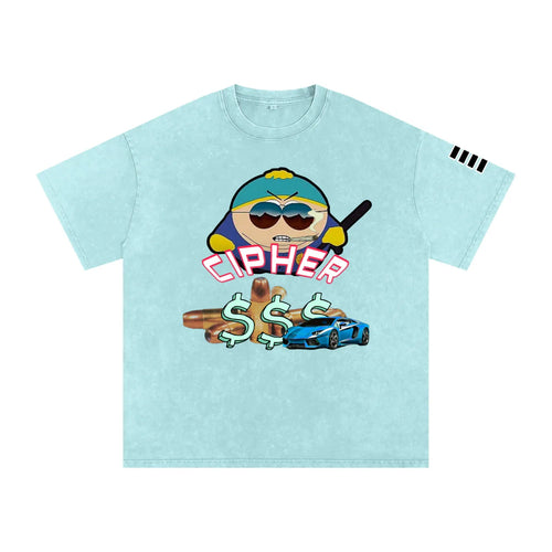 CIPHER Authority casual shirt in water blue, loose fit short sleeve