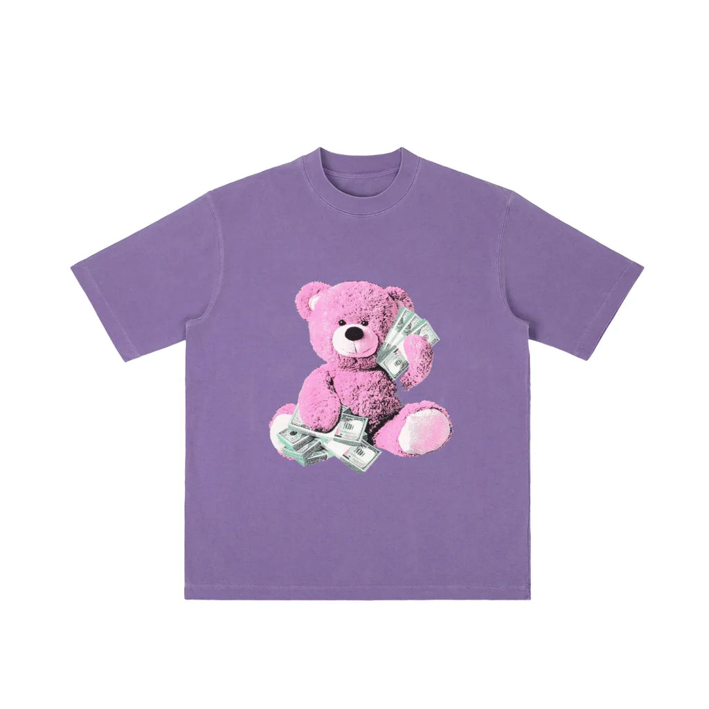 CIPHER Ballin Bear tee in purple, basketball bear graphic print


