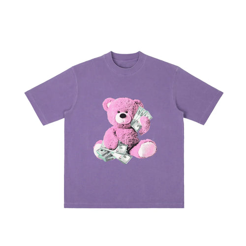 CIPHER Ballin Bear tee in purple, basketball bear graphic print

