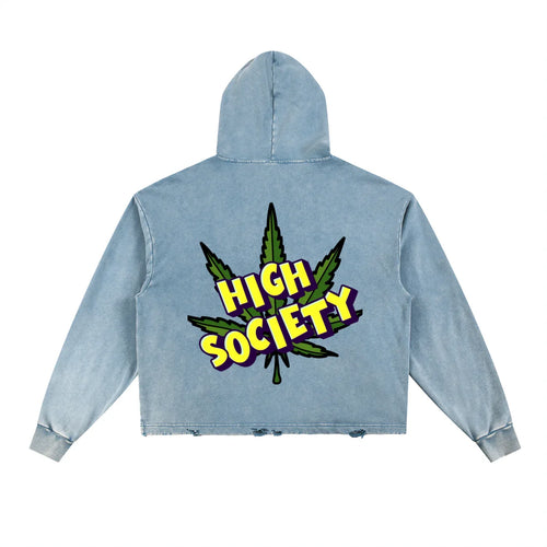 CIPHER High Society blue unisex hoodie, loose fit streetwear style back
