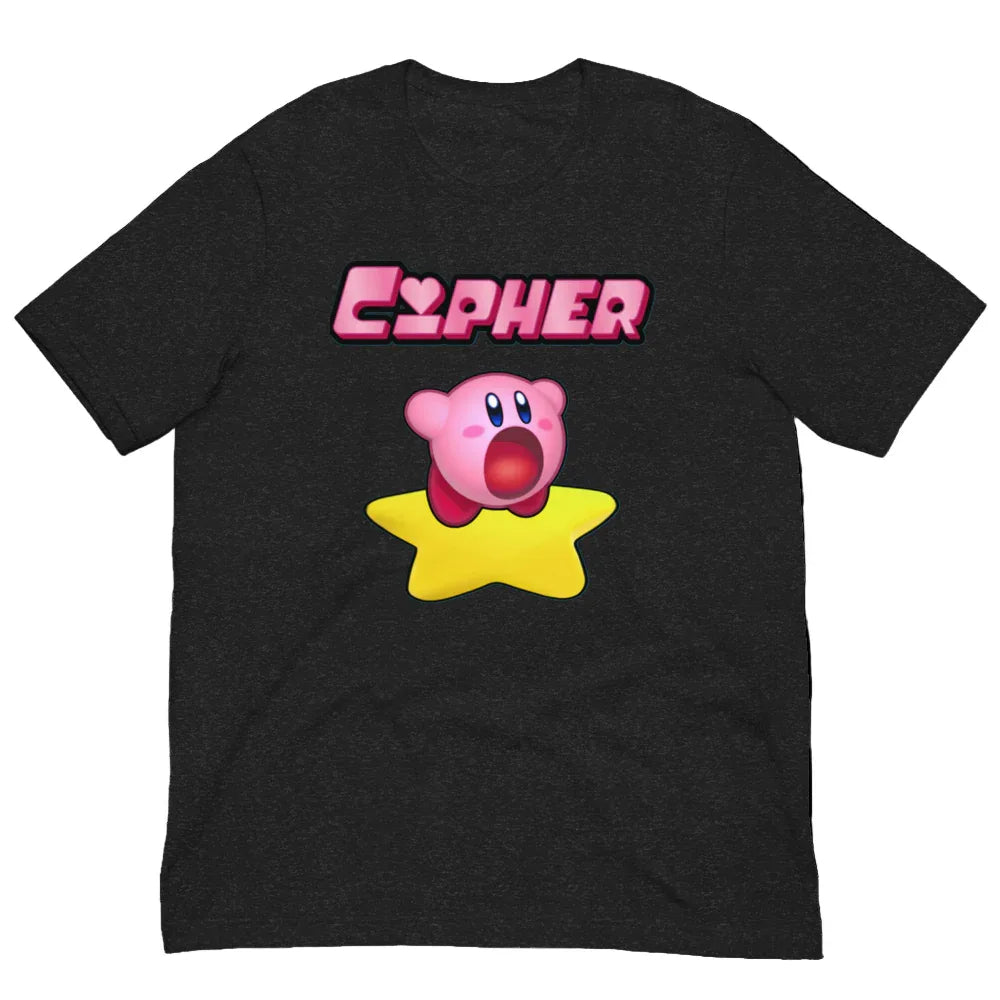 CIPHER Kirby puff graphic tee in black heather, 90s cartoon character print