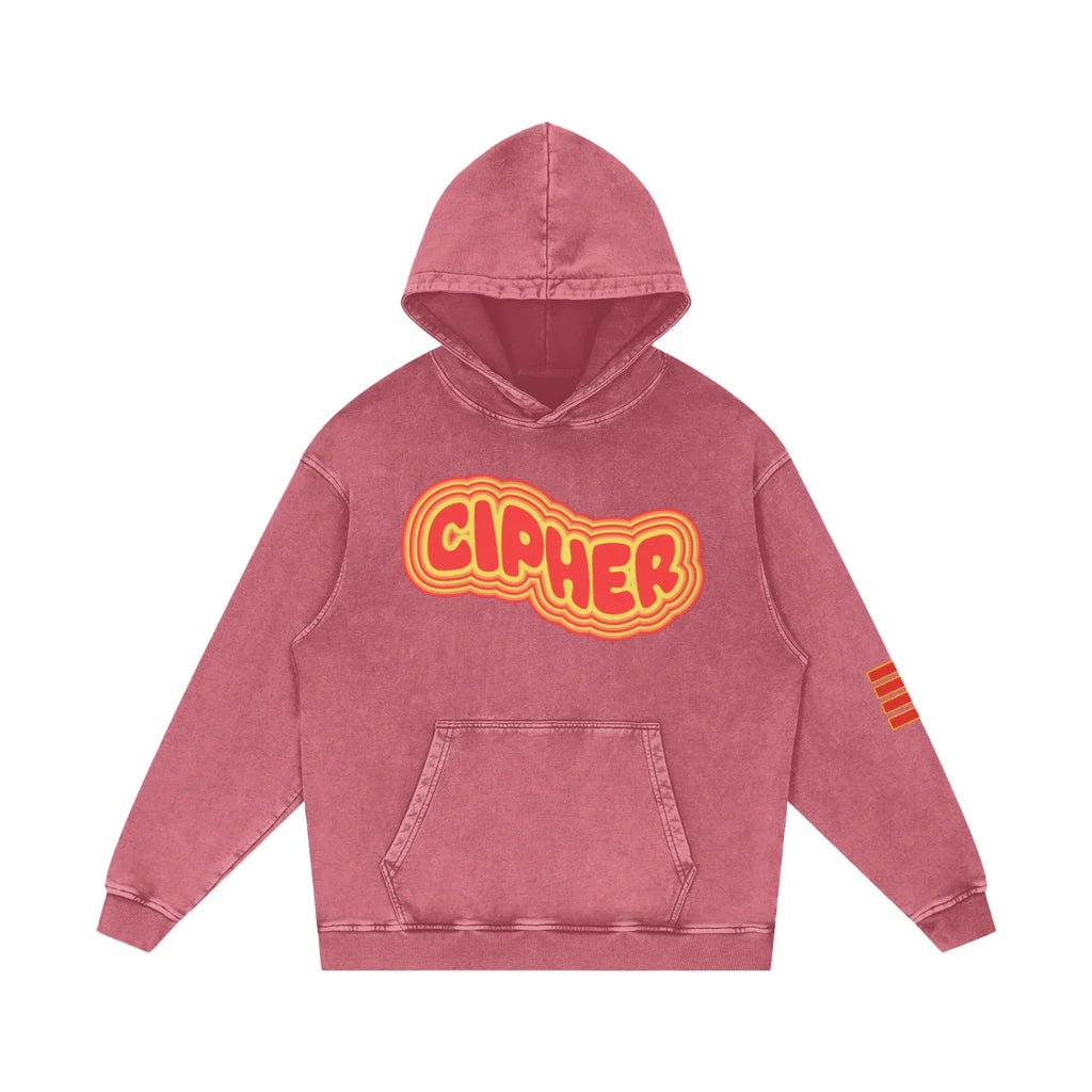 CIPHER Vibe oversized hoodie in dark red, washed finish premium cotton