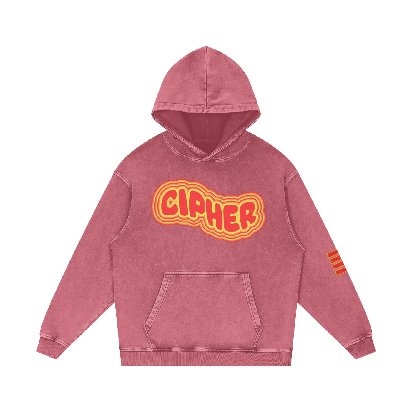 CIPHER Vibe oversized hoodie in dark red, washed finish premium cotton