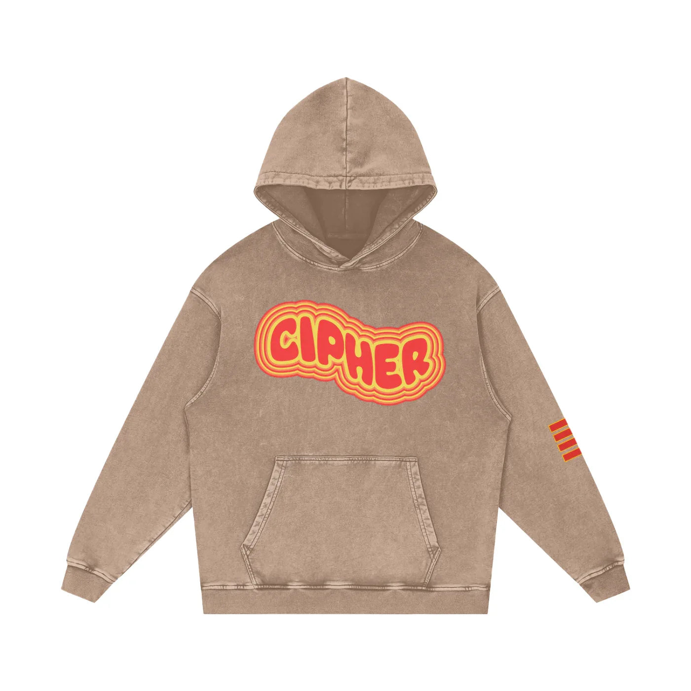 CIPHER Vibe oversized hoodie in sand, washed finish premium cotton
